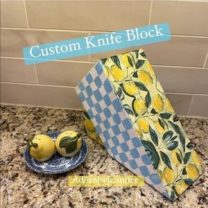 Custom Knife Block #lemons #lemon #lemonkitchen #kitchendecor #lemonkitchendecor